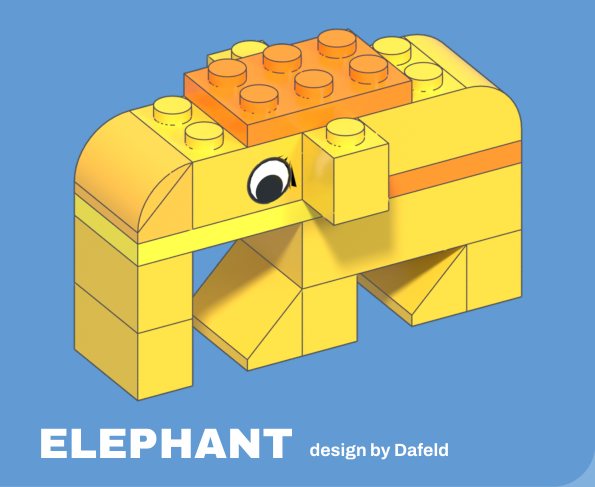 Elephant build card, design by Dafeld