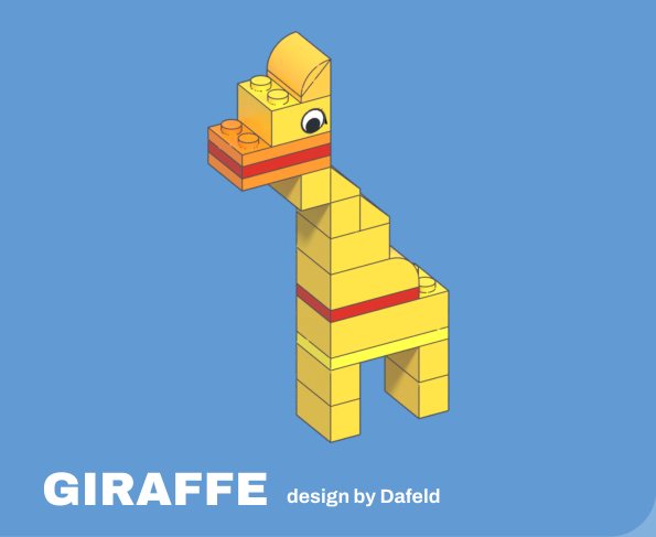 Giraffe build card, design by Dafeld