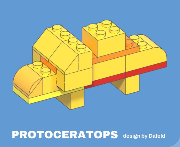 Protoceratops build card, design by Dafeld
