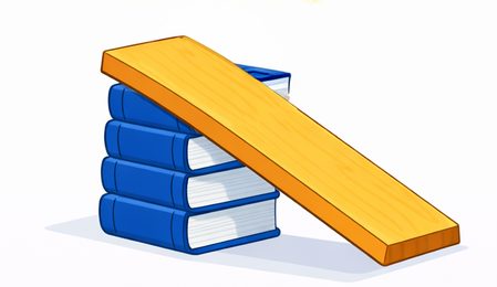 A brick car at the top of a ramp propped on books